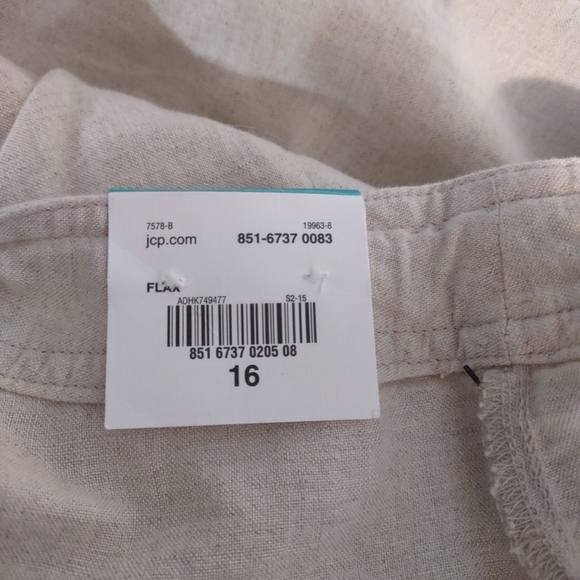Liz Claiborne Women's Linen Cotton Crop Pants Straight Leg Color Flax Sz 16 NWT - Picture 11 of 14